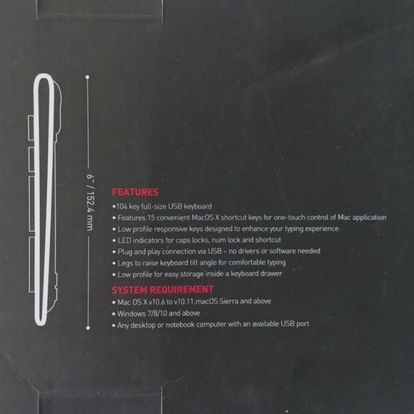 Macally 104 key full size USB Keyboard for Mac and PC in white - Picture 9 of 10